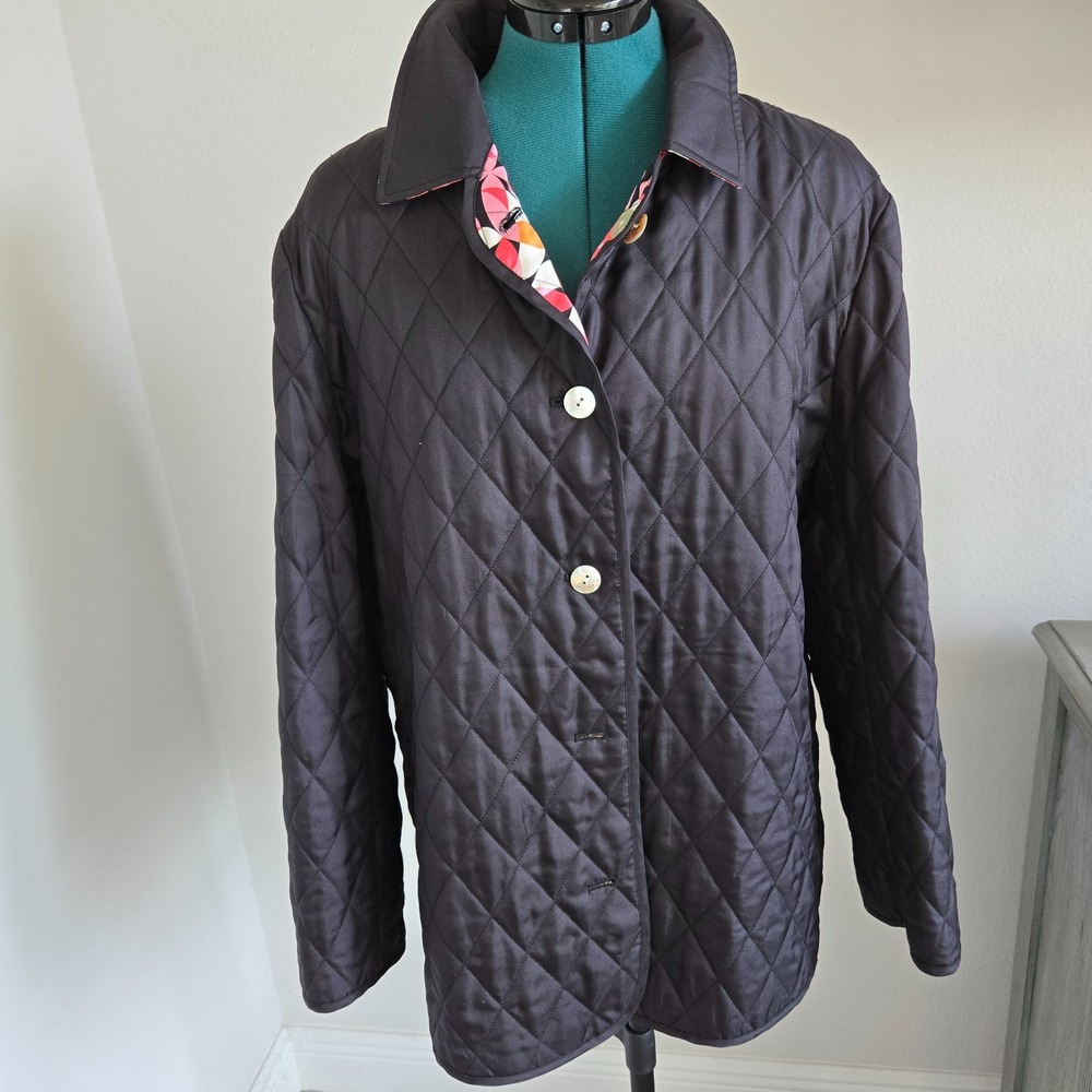 Austin Reed Womens Black Jacket Size 14 Vibrant Lining 90s 100% Silk Long Sleeve